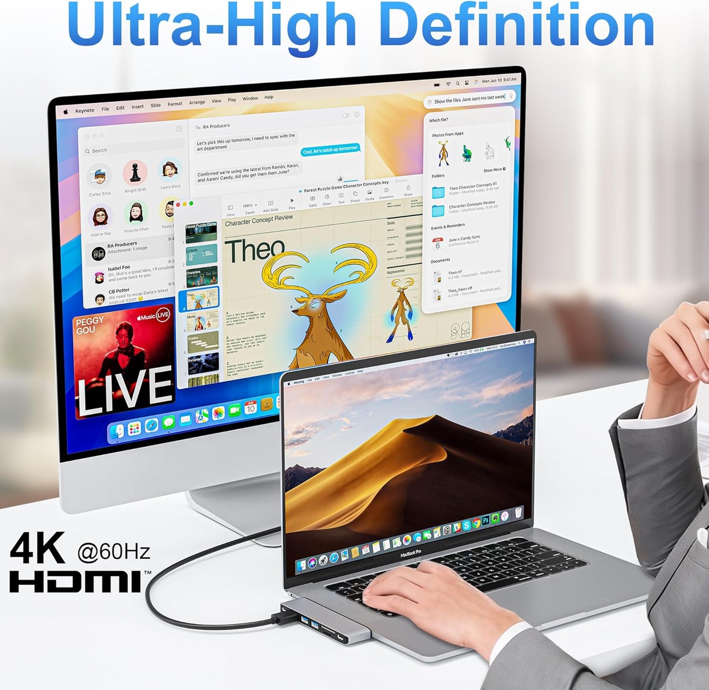 USB C Hub for MacBook, 7-in-2 Mac USB Adapter, MacBook Accessories with 4K@60Hz HDMI, Thunderbolt 4, SD/TF Card Reader, Type C and 2 USB A Data Ports for MacBook Pro, MacBook Air and More