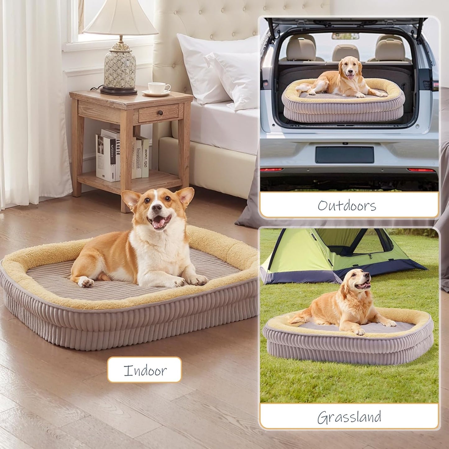 Orthopedic Dog Bed for Medium Dogs Breeds, High Density Egg Crate Foam Dog Sofa Beds,Oval Kennel Bed, Pet Couch Bed with Four Sided Bolster, Removable Washable Cover& Non-Slip Bottom