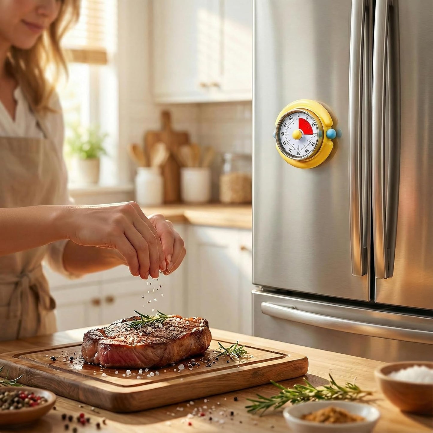 Visual Timer, Cute Magnetic Mechanical Kitchen Timer for Cooking, No Batteries Required, 60-Minute Countdown Clock for Study, Classroom, Baking, Yoga, Pomodoro - Loud Alarm