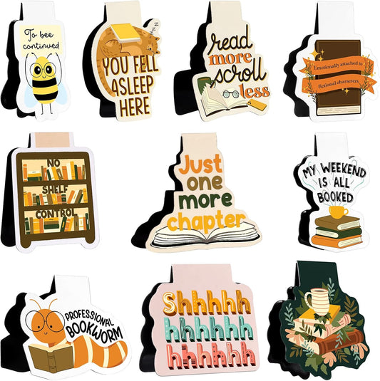 Ctosree 100 Pcs Funny Reading Magnetic Bookmarks for Women Booklovers Cute Cat Bookworm Bookshelf Magnetic Book Marks Page Clip Gift for Women Book Club Students Teacher Office Adults Gifts