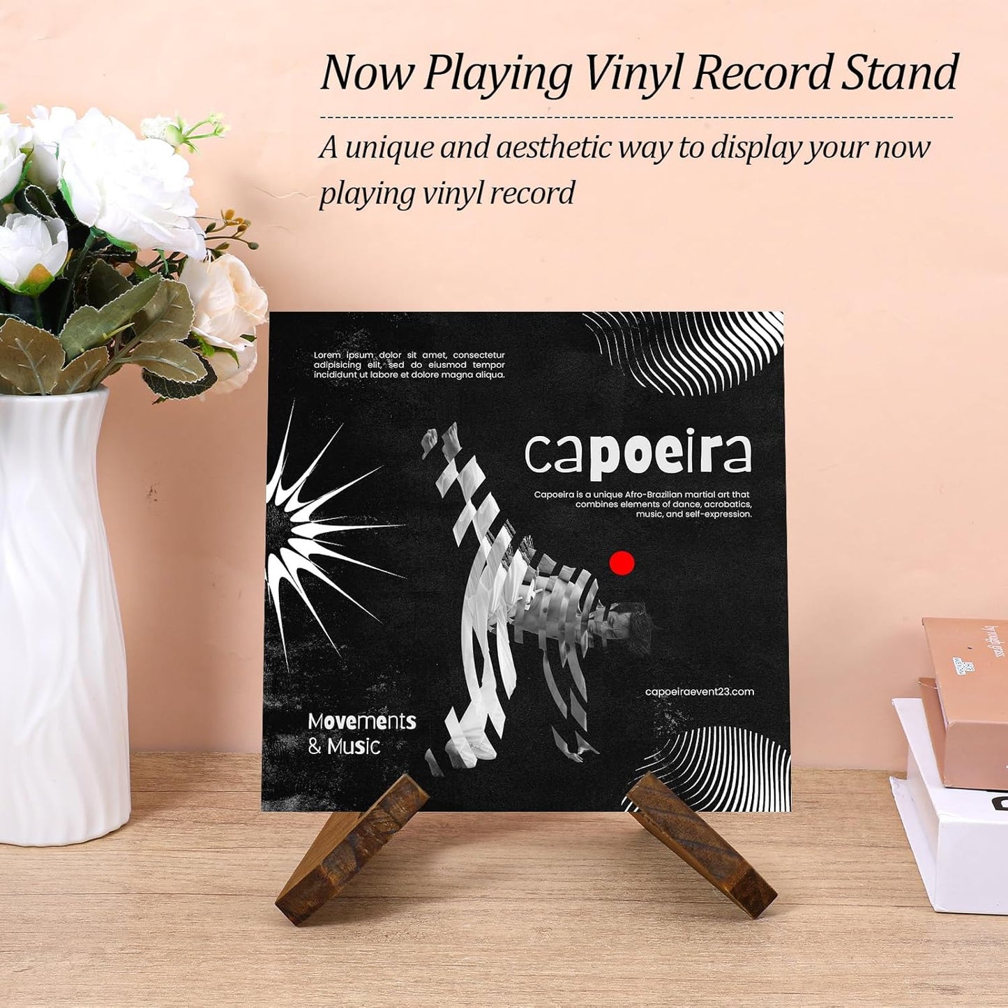 Bremorou Record Display Stand Plate Stand for Display Wooden Displays Vinyl Holder Stands Picture Frame Holder Cookbook Stands Recipe Book Holders Decorative Table Top Easels Record Lover Gifts