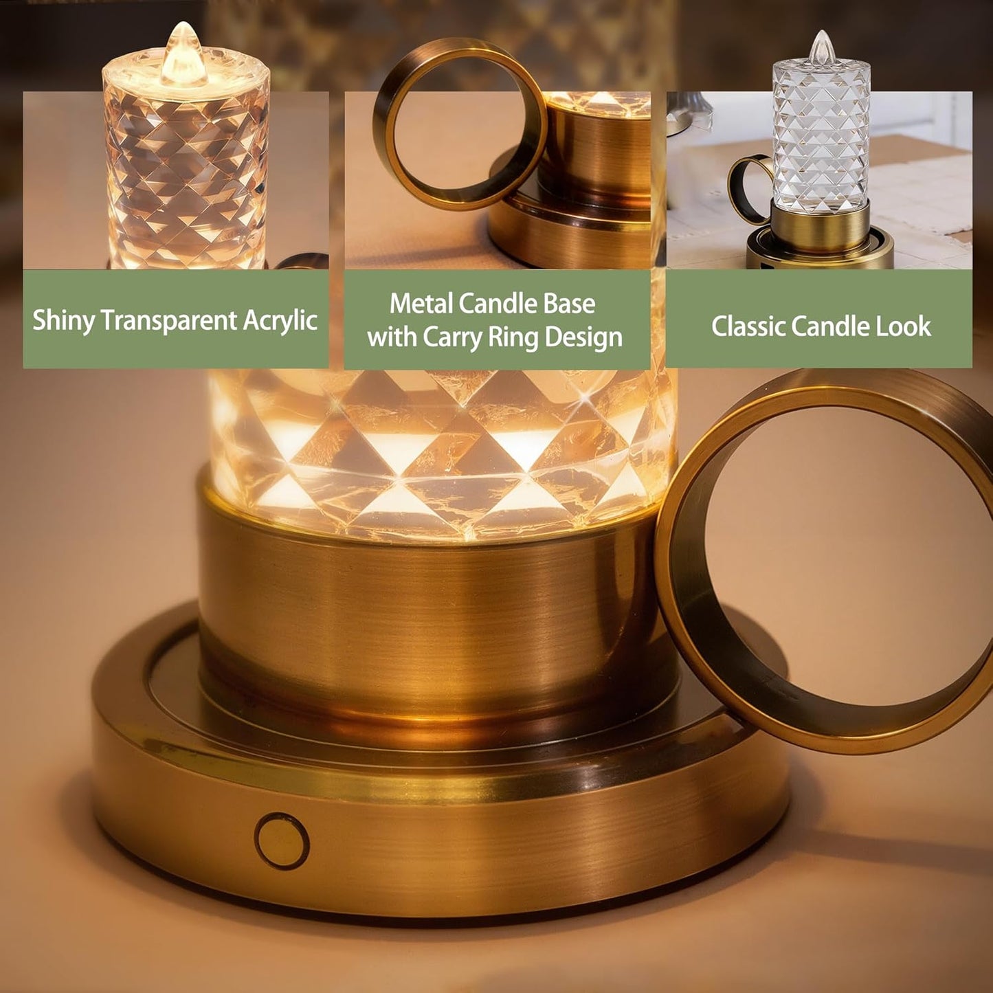 L LOHAS LED Flameless Candles, 3 Level Brightness Adjustable, 1000mAh Rechargeable Battery Operated Candles, 3000K Soft White, Fake Candles for Valentines Aniversary Wedding, 3.93"x2.95"4.84"