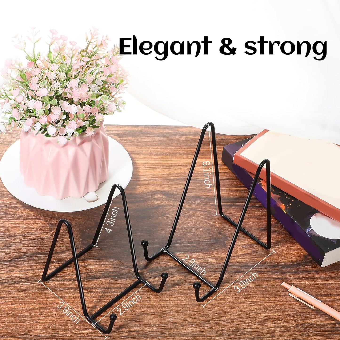 Mixweer 24 Pcs Plate Stands for Display Metal Display Stand Photo Easel Stand Book Holder Picture Stand for Decorative Display Easels Picture Frame Stand Plate Rack (4.3 Inch)