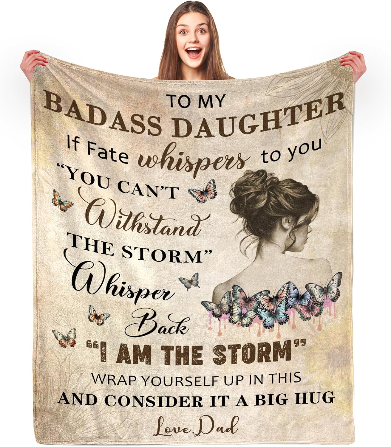 to My Badass Daughter Blanket from Dad - to My Daughter from Dad and Mom Gifts for Daughters Blanket, 60" x 80"