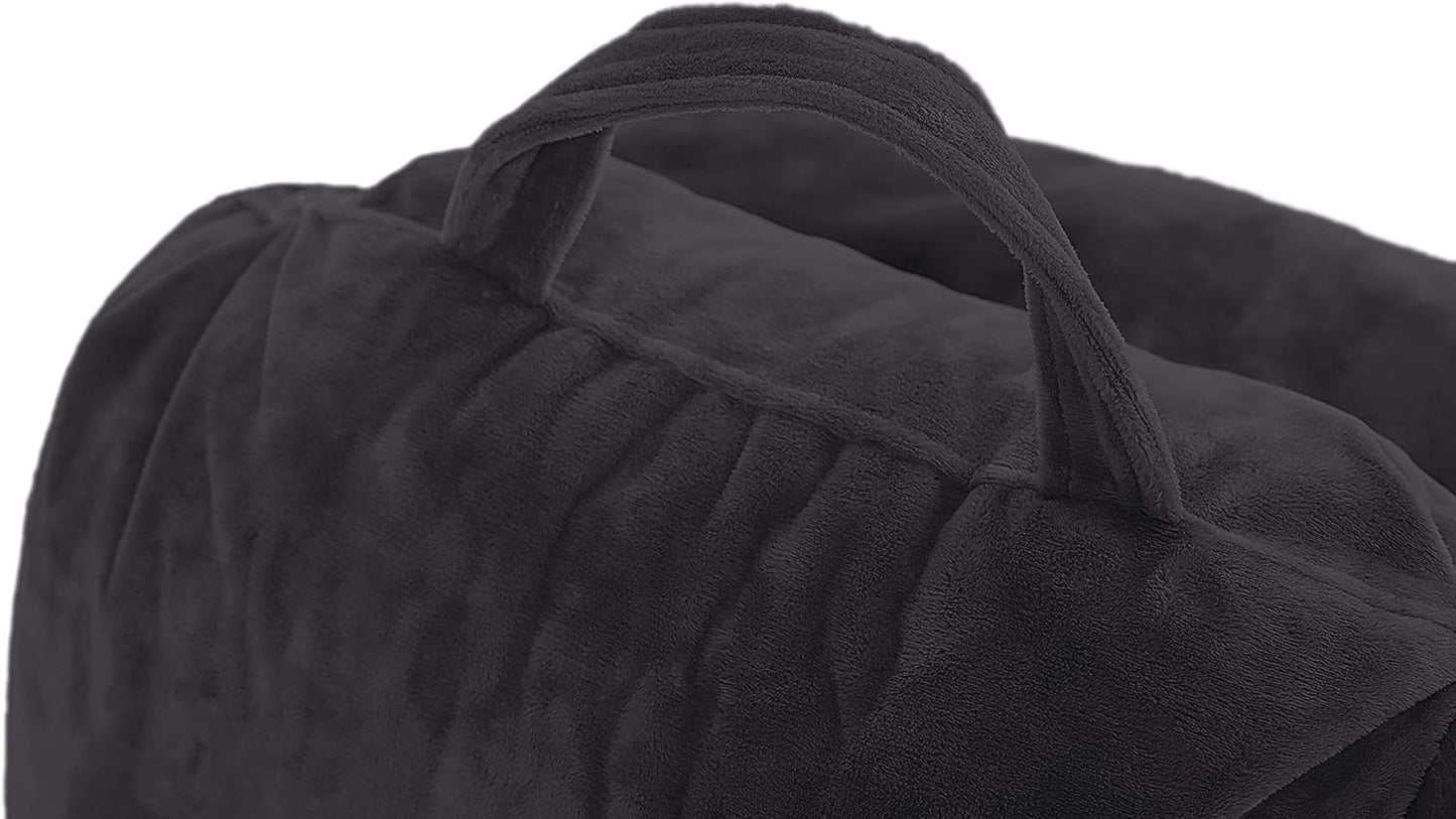 Husband Pillow XXL Cover Only Black, Cozy Microfiber Bed Rest Pillow Cover with Arms - Array of Colors - Generous Side and Back Pockets for Your Favorite Comfy Reading Pillow