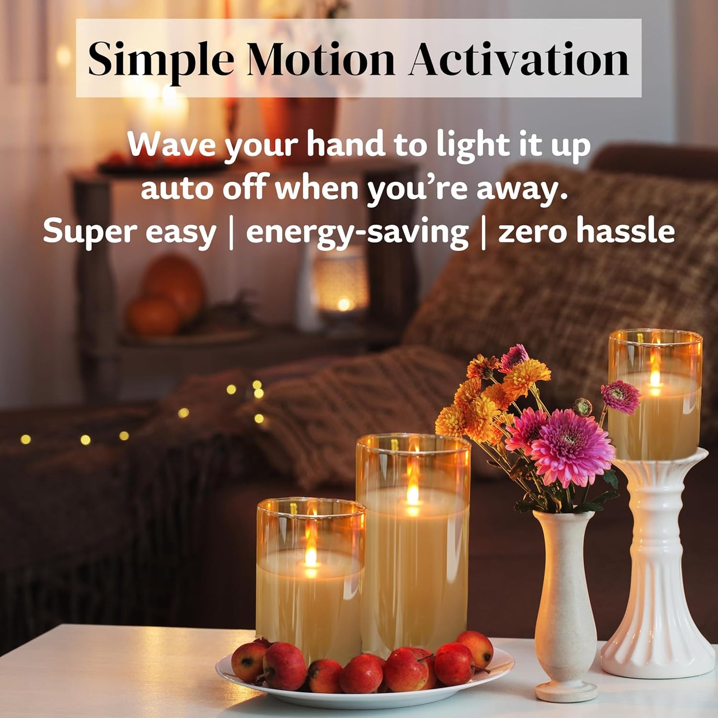 Flameless Candle Night Light, Motion Sensor Auto Switch On/Off, Rechargeable LED Glass Night Light with Remote Control and Timer Function, Ideal Kids Adults Nightlight for Bedroom, Bathroom, Hallway