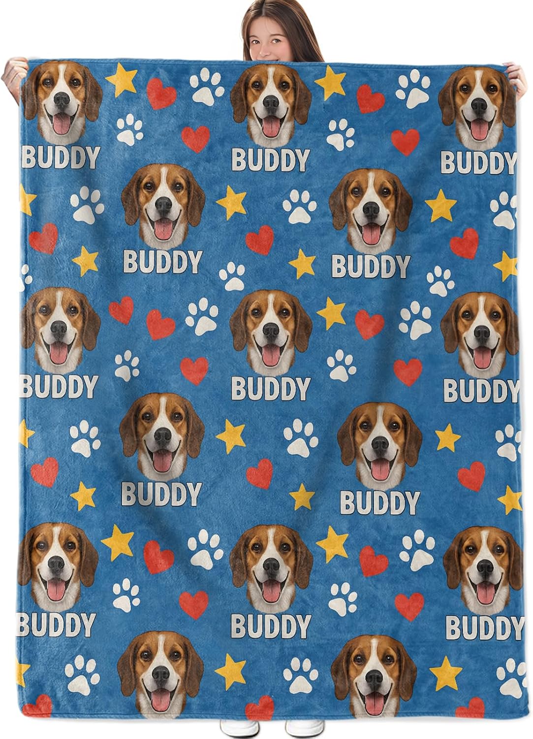 Fun Beagle Buddy Dog Blanket, Flannel Throw Blanket Soft Cozy Lightweight Blankets for Adults Women Kids Home Decor for Sofa Couch Bed 60x50 Inch