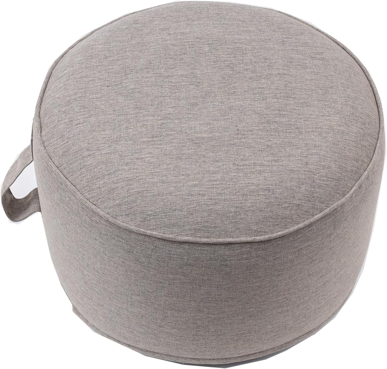 QILLOWAY Indoor/Outdoor Inflatable Stool,Round Ottoman,All Weather Foot Rest for Camping or Home,All Tan/Grey