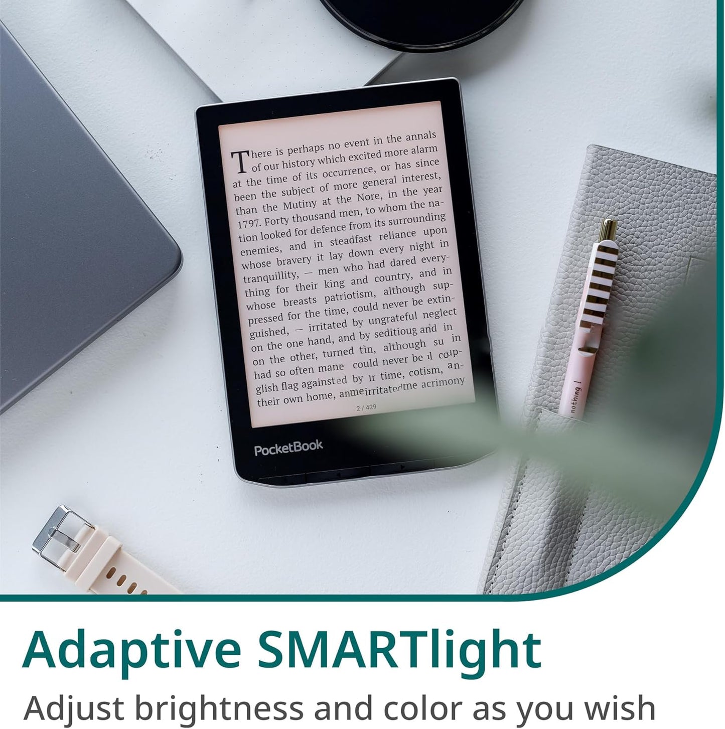 PocketBook Verse Pro E-Reader Waterproof | Eye-Friendly 6'' E-Ink Carta™ HD Touchscreen | Audio-Book & E-Book Reader | Text-to-Speech Function | SMARTlight | 16GB | WiFi & Bluetooth | Red