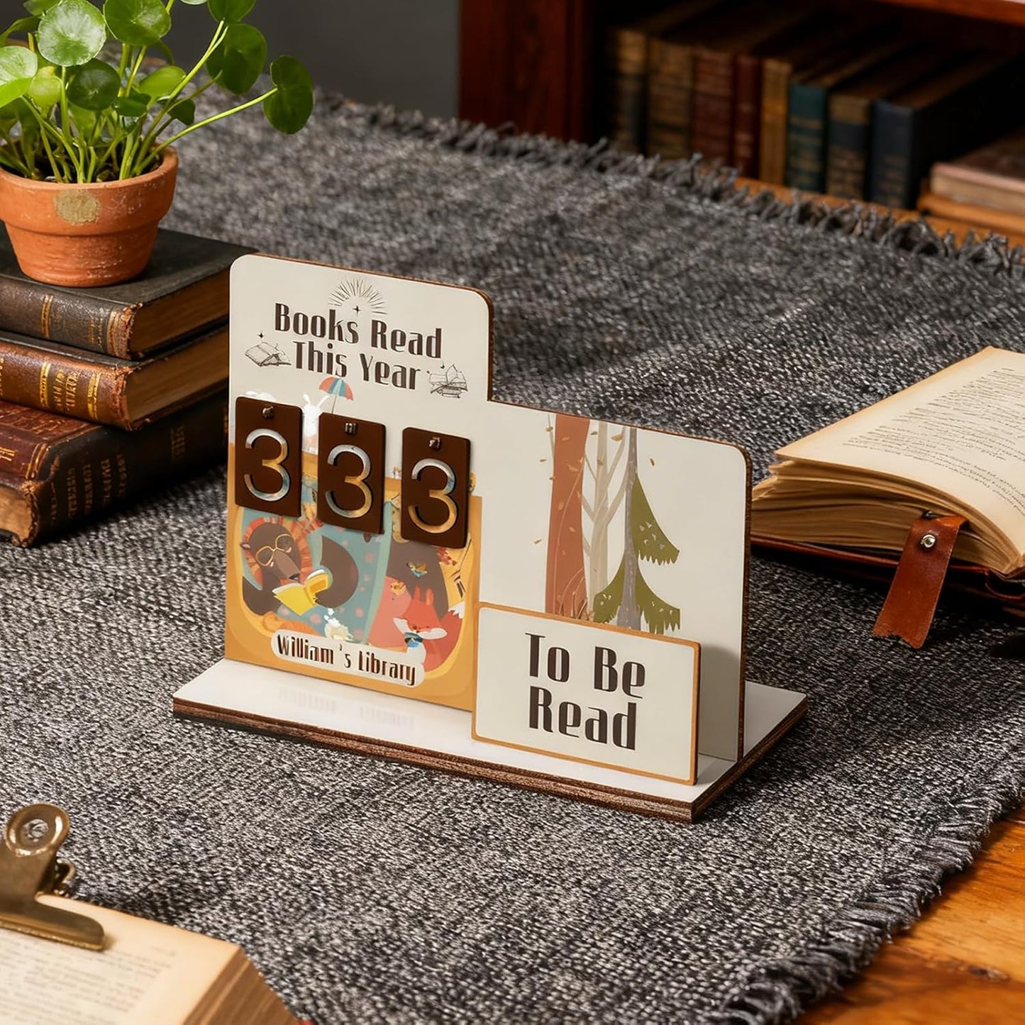 Books Read This Year Counter Sign, Book Shelf Decor, Book Lover Gifts for Women, Wooden Reading Tracker, library Decor for Home, Gift for Readers, Teachers, Librarians (Color 8)