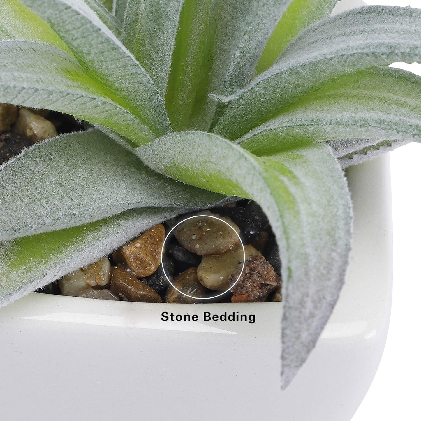 FUNARTY 5pcs Artificial Succulent Plants, Small Fake Desk Plants Mini Succulents Indoor for Shelf Living Room Bedroom Windowsills Office Home Decoration (Include White Ceramic Pots)