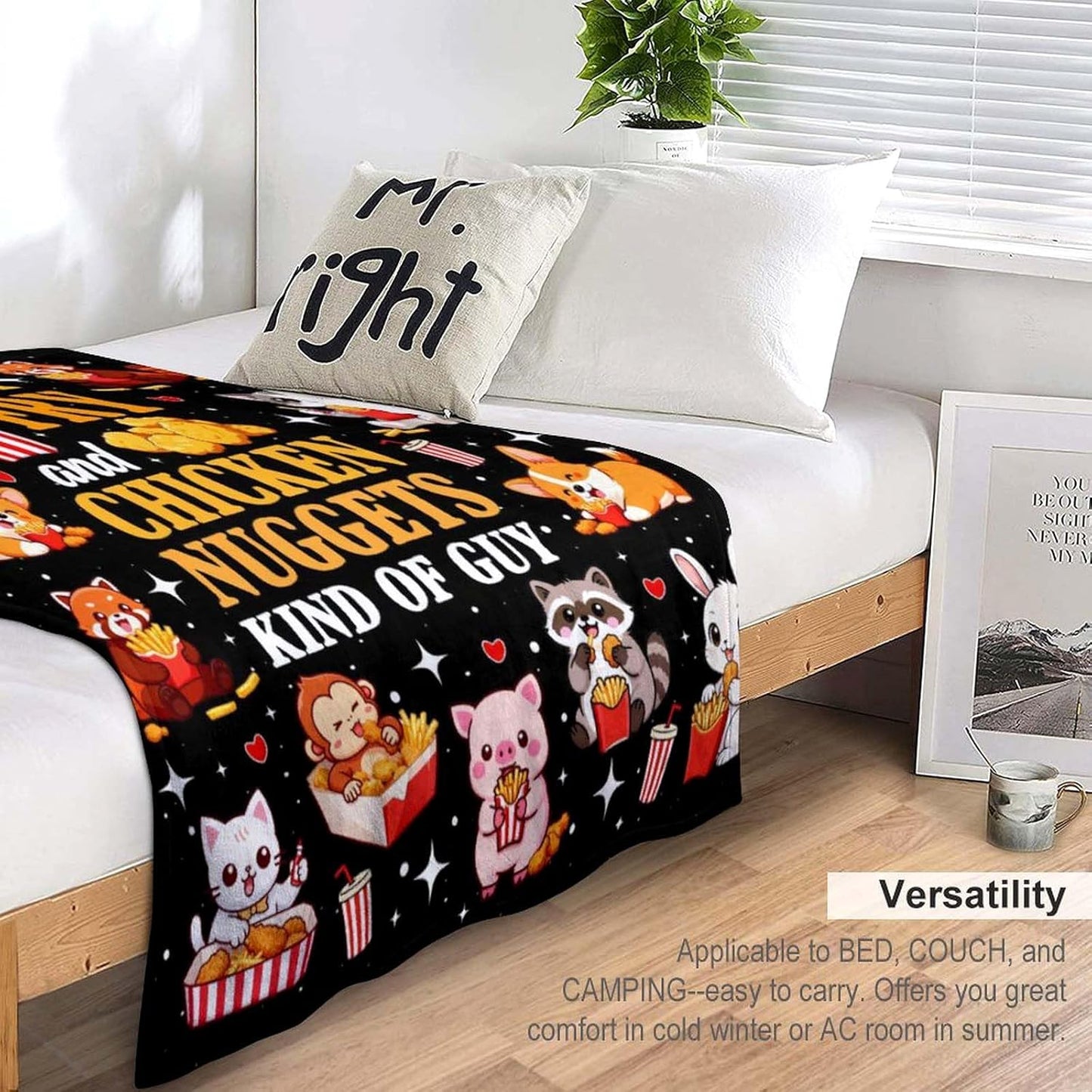 Chicken Nuggets Gifts Blanket Funny French Fries Food Blanket Animal Throw Blankets for Boys Girls Home Decor for Bed Couch Living Room 50"X40"