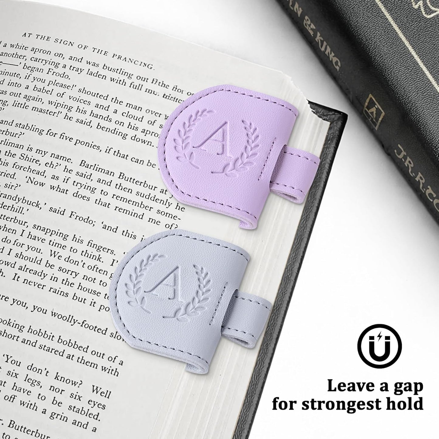 Personalized Magnetic Bookmark Pen Holder, 2 Pcs Letter Custom Book Mark Journal Clip, Gifts for Book Lovers Reading Women, Blue & Purple, Letter A