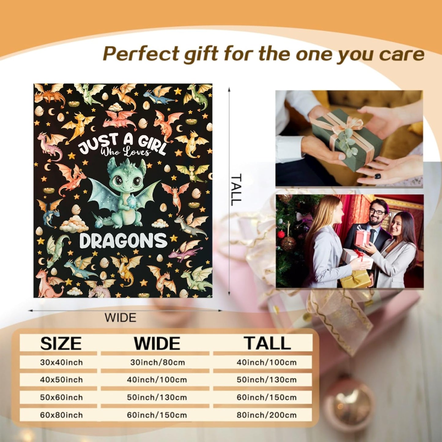 Dragon Blanket, Just A Girl Who Loves Dragons Blankets, Gift for Girls Dragon Lover, 40"x50" Soft Lightweight Plush Throw Blanket for Couch Bed Sofa Decoration