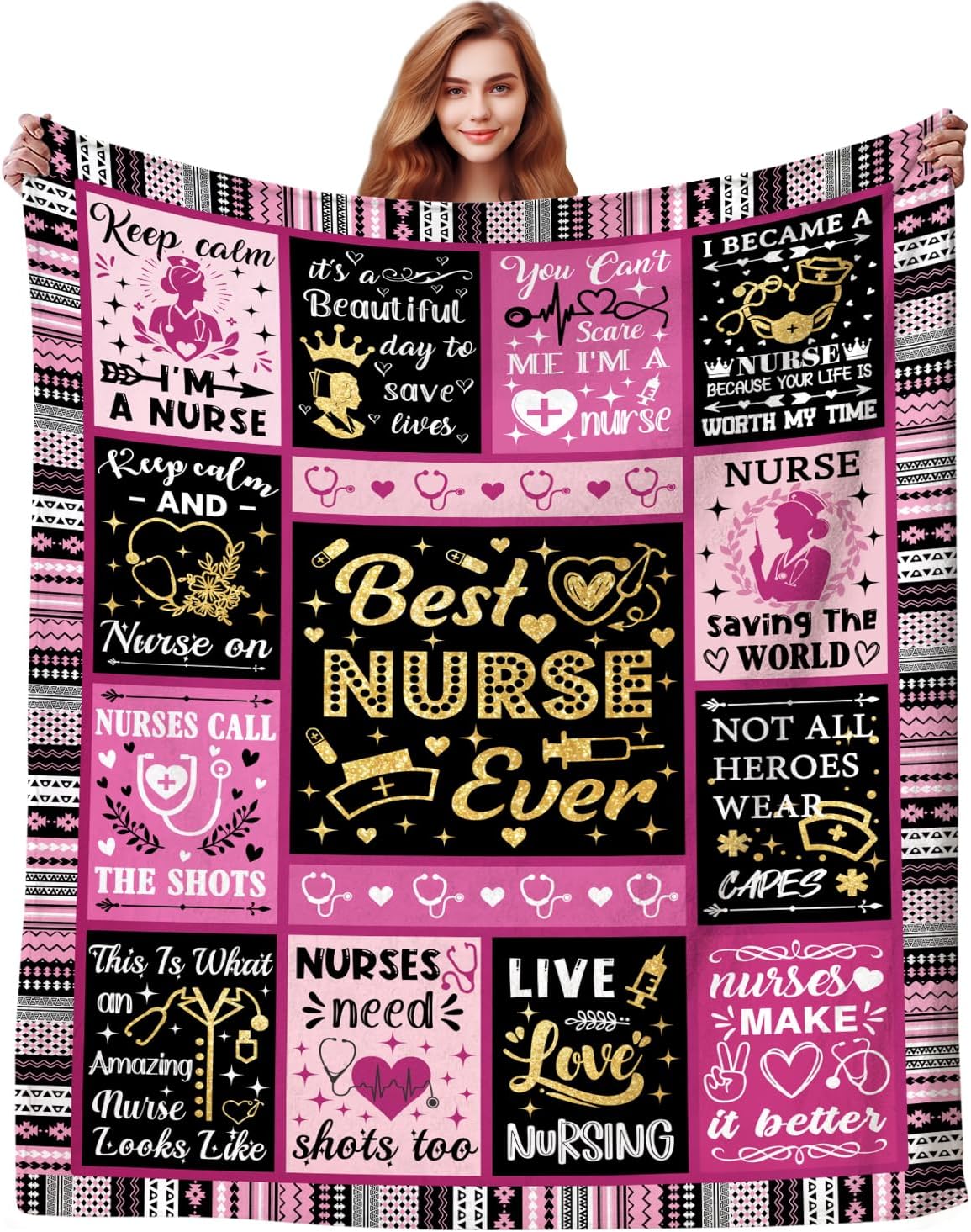 Nurse Blanket Gifts for Women Soft Cozy Nurse Throw Blanket RN Gift for Nurses Practitioner, Nursing Week Gift, Nursing Appreciation Birthday Graduation Retirement Gifts 50"X40"