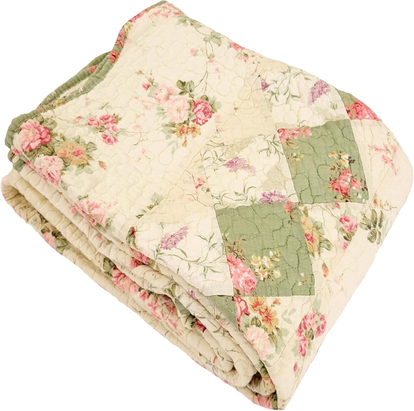 Greenland Home Bliss 100% Cotton Authentic Patchwork Throw Quilt, 1-Piece, 50 x 60 inches