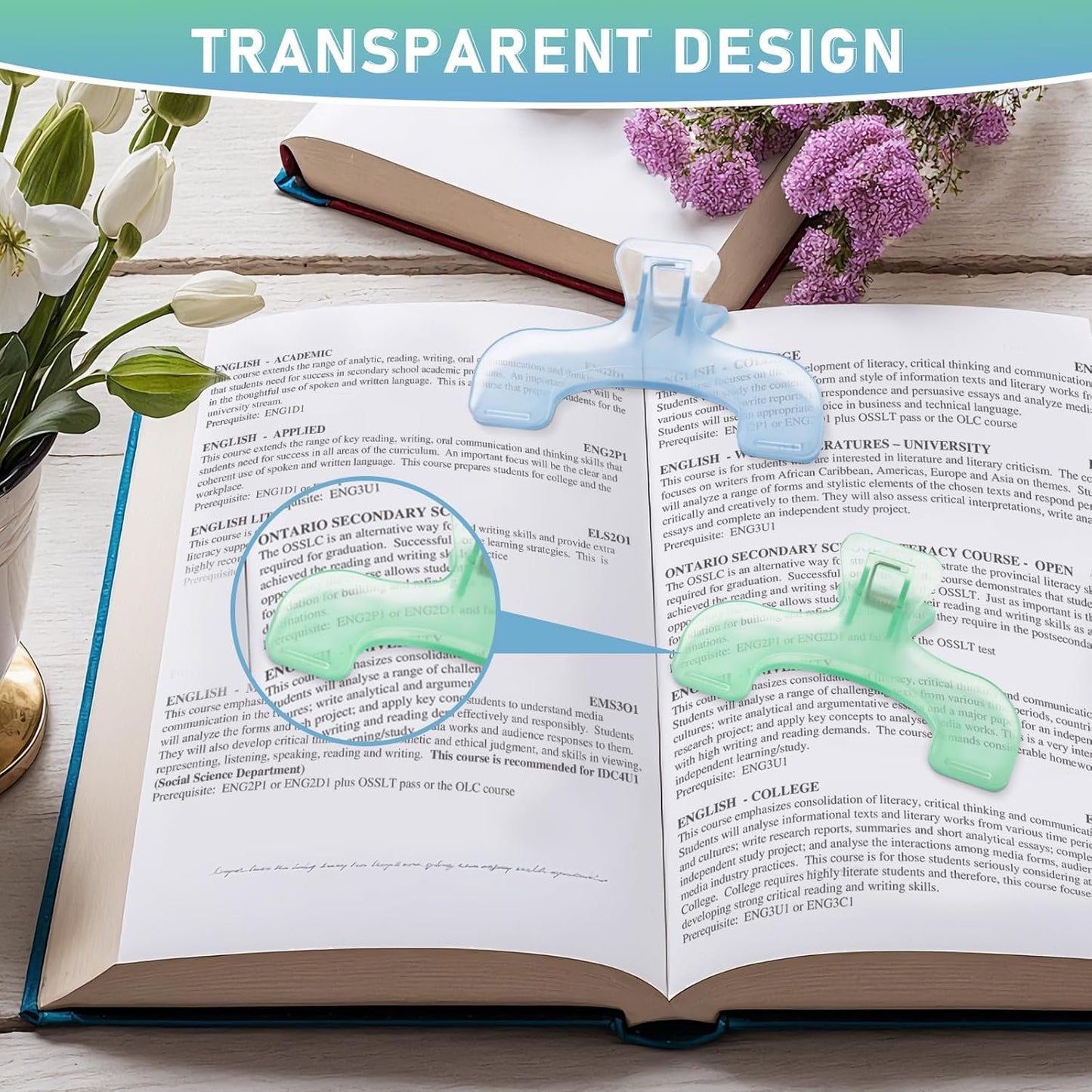 3 Pcs Book Page Holder, 4.72" Widened Transparent Page Holder for Books, Notebooks - Non-Slip Hands, Free Reading for Home, Office, School, Portable & Lightweight Bookmark Clip