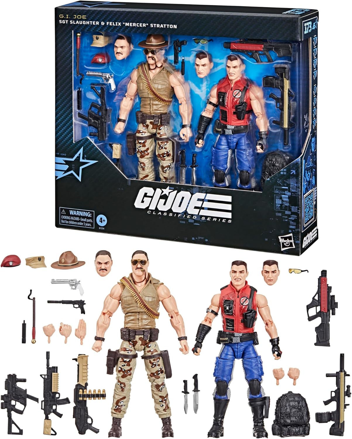 G.I. Joe Classified Series #173, SGT Slaughter & Felix Mercer Stratton, 2 Collectible 6 Inch Action Figures with 26 Accessories