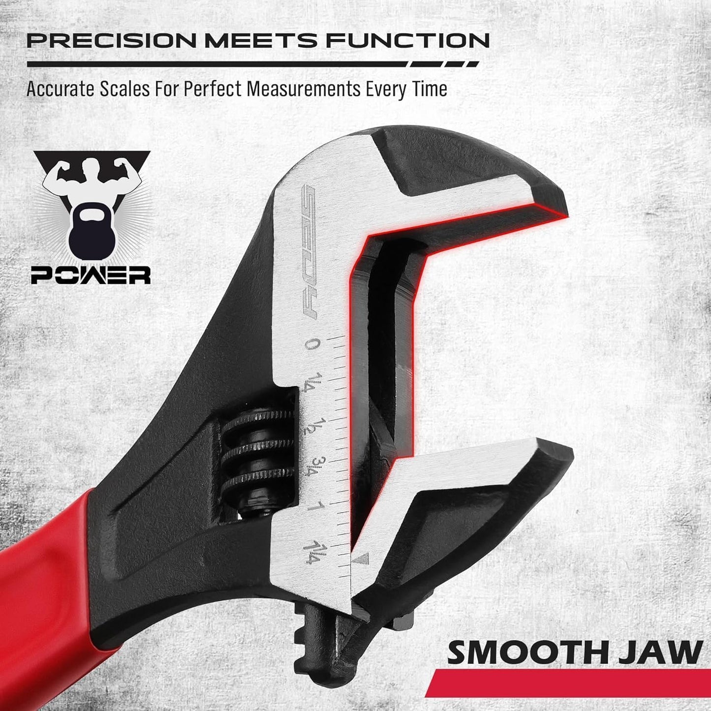 SEDY Adjustable Wrench Set Pipe Spanner: 6" 8" 10" Wide Jaw Black Oxide Wrench With Cushion Grip, Laser Marked Metric & SAE Scales, CR-V Steel for Professional