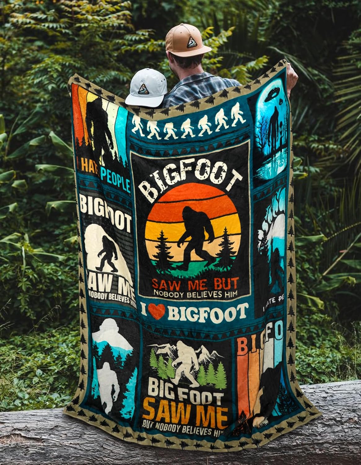 Bigfoot Gifts for Men Women Sasquatch Sherpa Blankets Soft Flannel Reading Blanket Cozy Warm Bedding Fuzzy Big Foot Throw Blanket for Couch Bed Sofa Decor Funny Dad Birthday, 60"X50"
