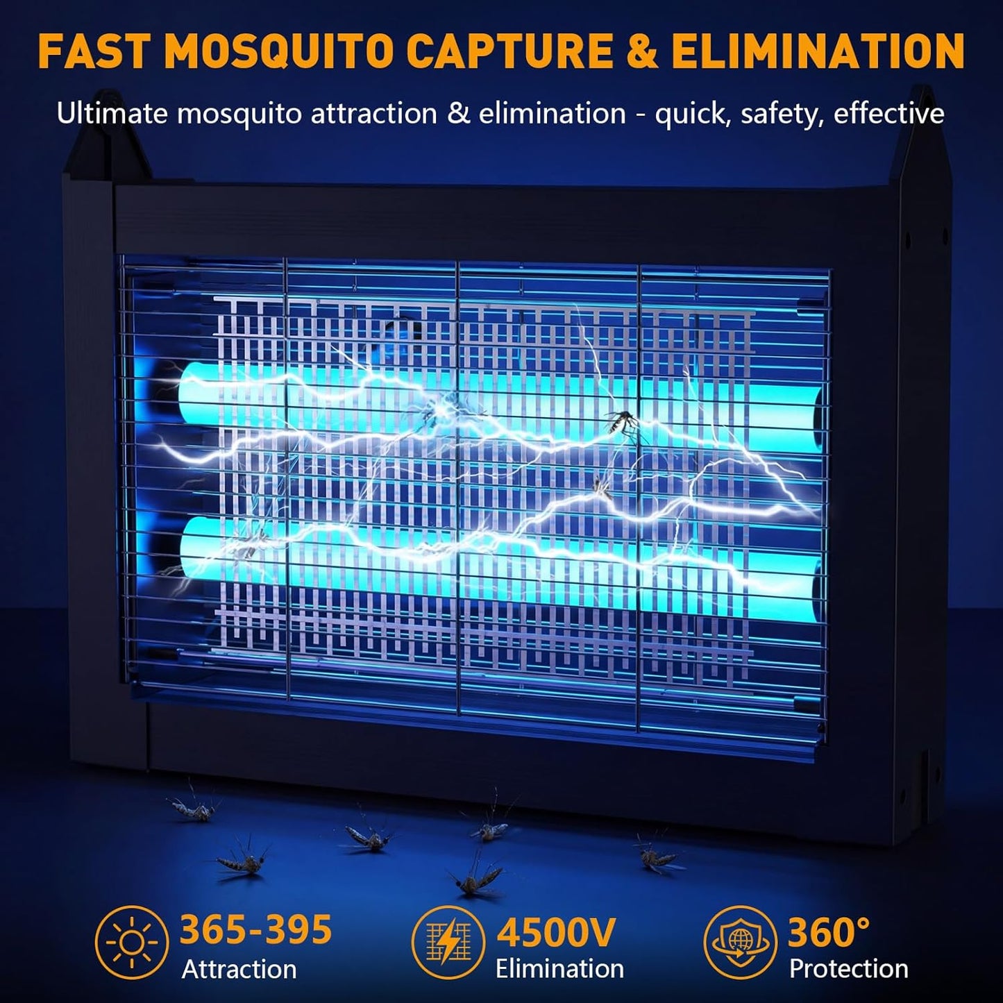 Solar Bug Zapper Outdoor, 4500V Solar Mosquito Zapper for Outdoor & Indoor, 1/2 Acre Coverage Cordless Rechargeable Electric Fly Zapper, IP66 Waterproof Mosquito Traps for Backyard, Patio, Camping