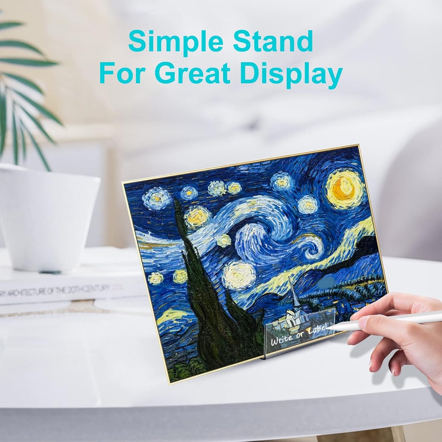 Boloyo Acrylic Book Stand with Ledge,4PC 4 Inch Clear Acrylic Display Easel Transparent Display Stand Holder Tablet Holder for Displaying Books,Magazine,Plate,Pictures,Artworks, CDs