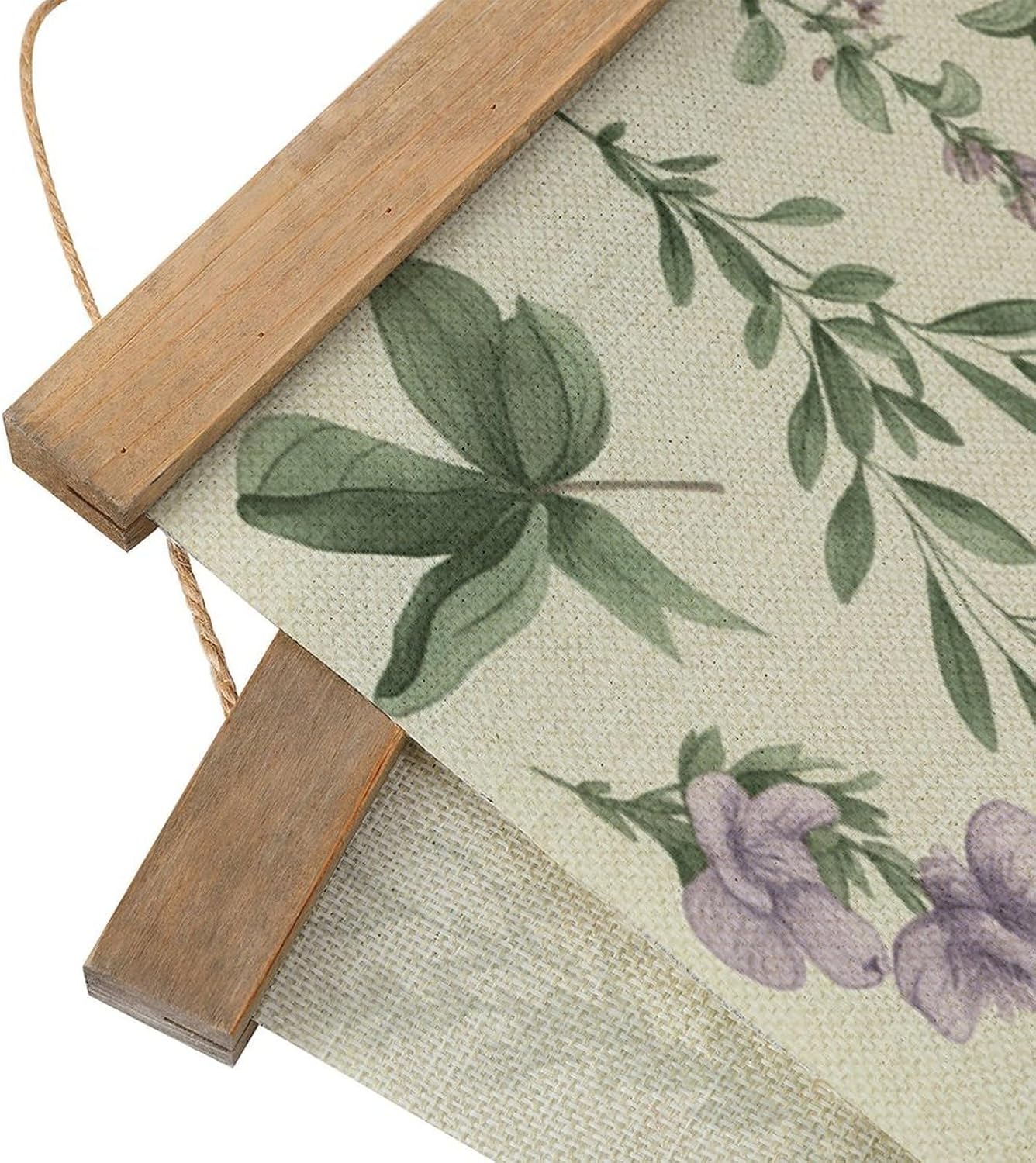 Vintage Green Flower Herb Sage Leaves And Branches Poster with Wooden Frame Personalized Linen Hanging Scroll Painting Rustic Wall Hanging Illustrative Modern Artwork Decor for Home Living Room Bedroo