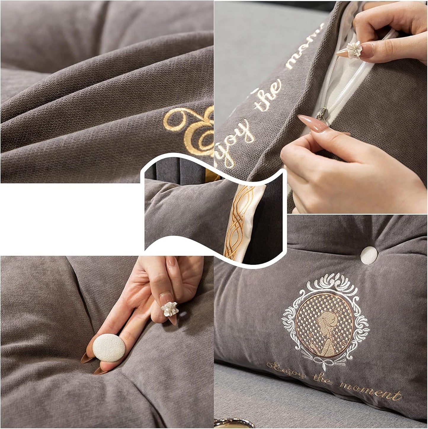 Positioning Support Headboard Pillow, Large Bed Bolster Rectangular Lumbar Cushion for Rest Reading, for Day Bed & Bunk Bed with Removable Cover (Color : Gray, Size : 200 * 60CM)