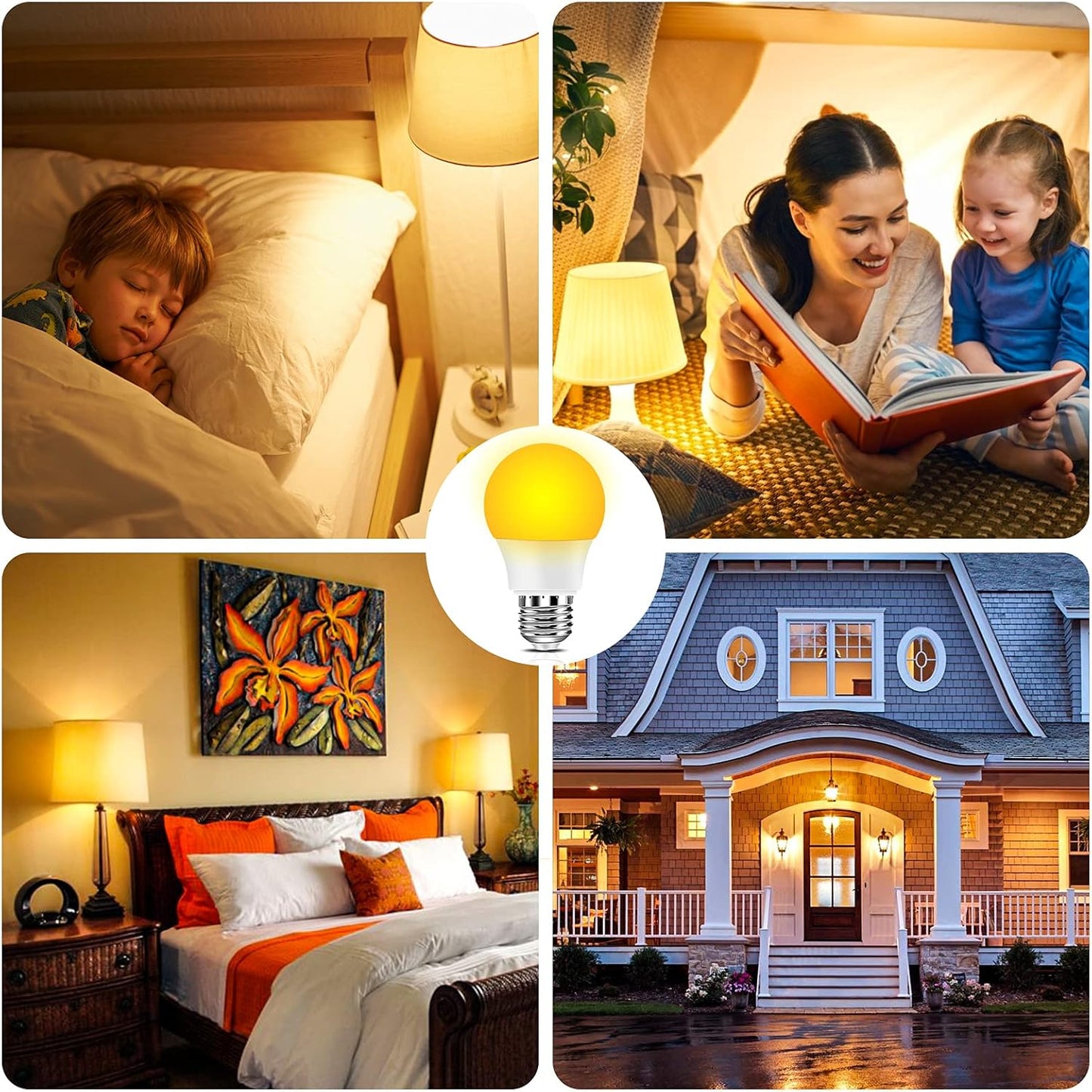 Neporal Amber Light Bulbs, 9W 60W Equivalent A19 Soft Light Bulb, Blue Light Blocking Warm Light Bulbs, 1800K Amber Night Light Bulb, Dim Bulb for Healthy Sleep and Baby Nursery Light (3)