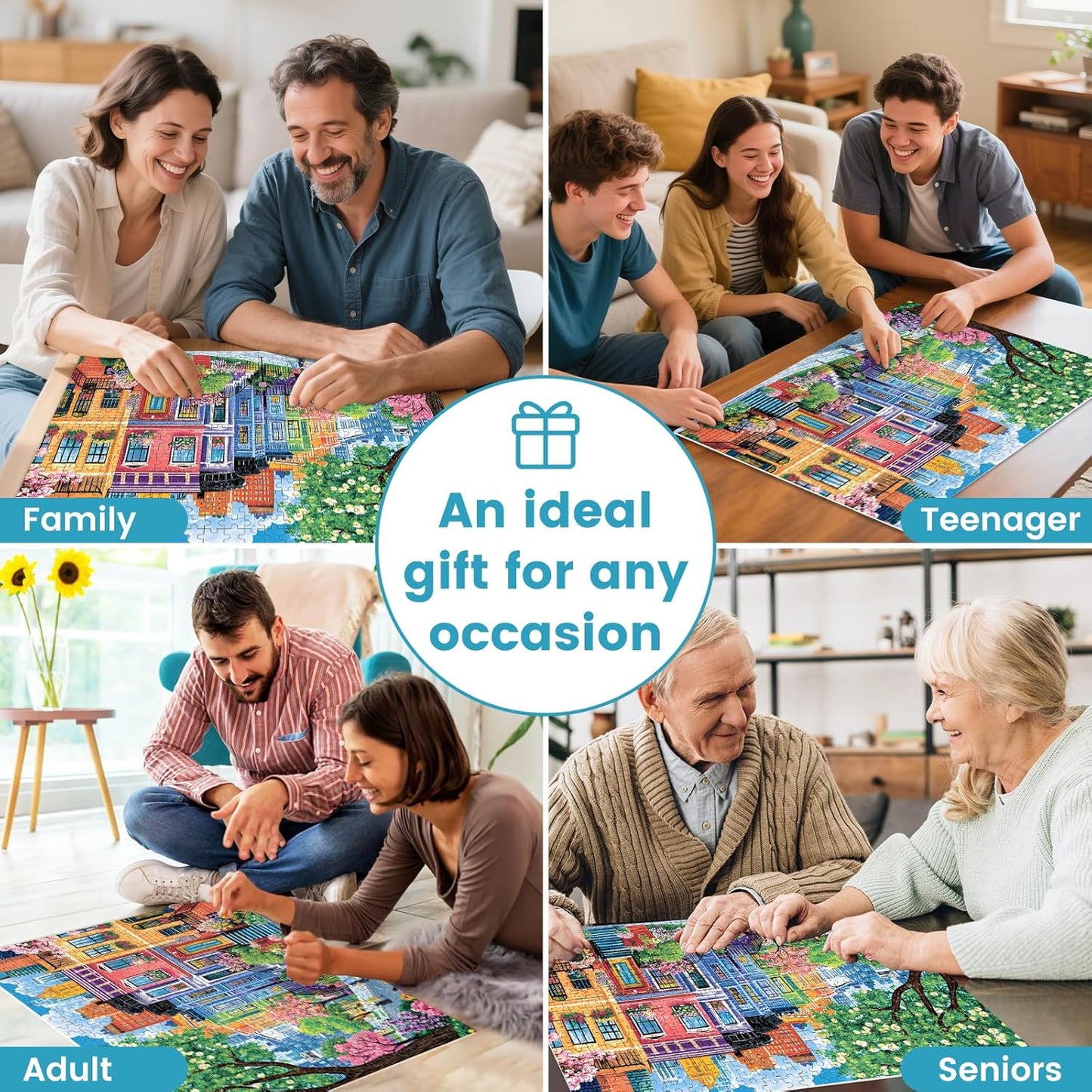500 Pieces Puzzles for Adults, Spring Puzzle for Adults Elderly, Colorful Street Jigsaw Puzzle, Recycled Paper Puzzle 500 Pieces, Family Activity Game Nights Gifts 20.5x15 in