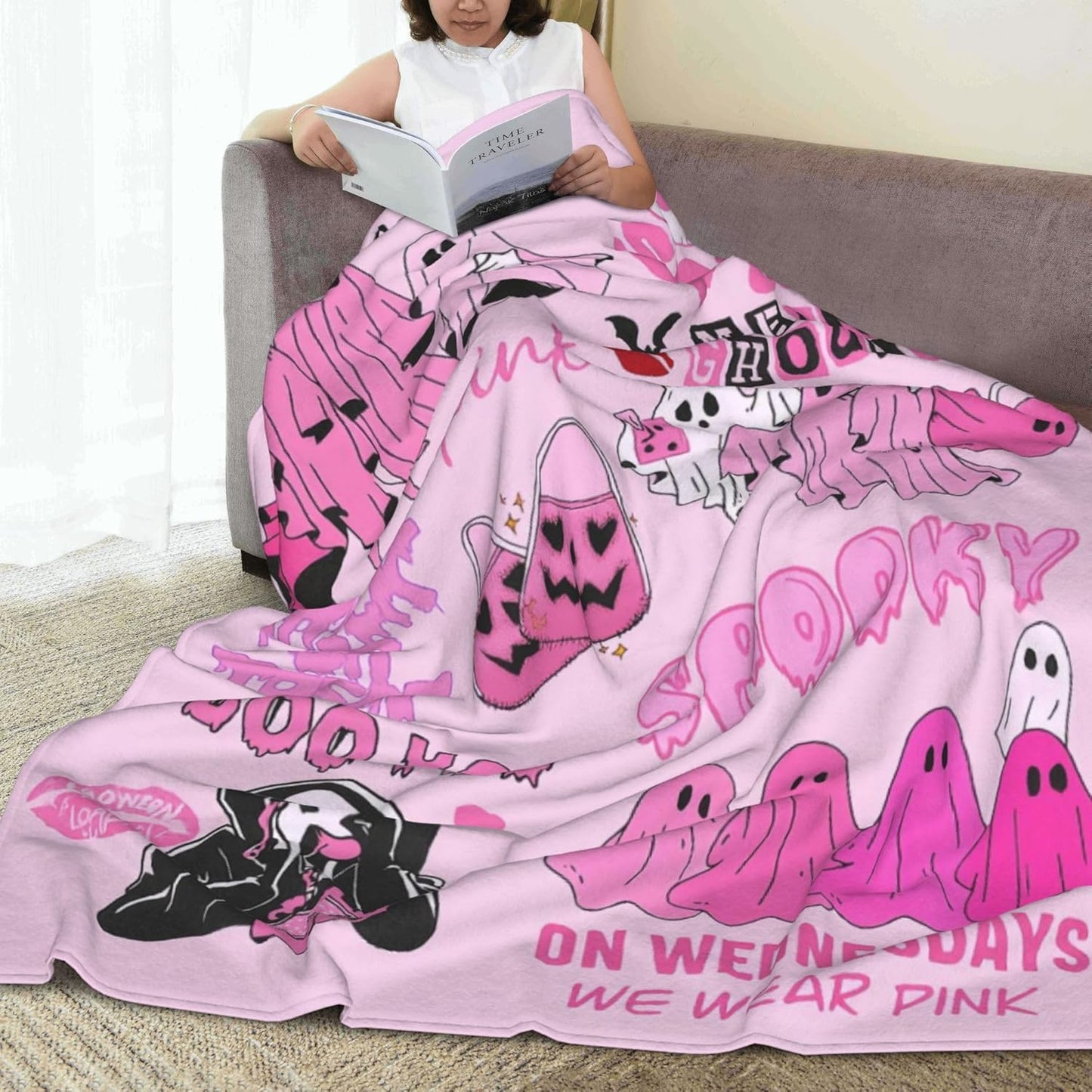 Cozy Horror-Themed Flannel Blanket for Adults,Soft & Warm Scary Movie Gift for Halloween,Horror Fans,Perfect for Couples,Movie Nights 50X60 inch