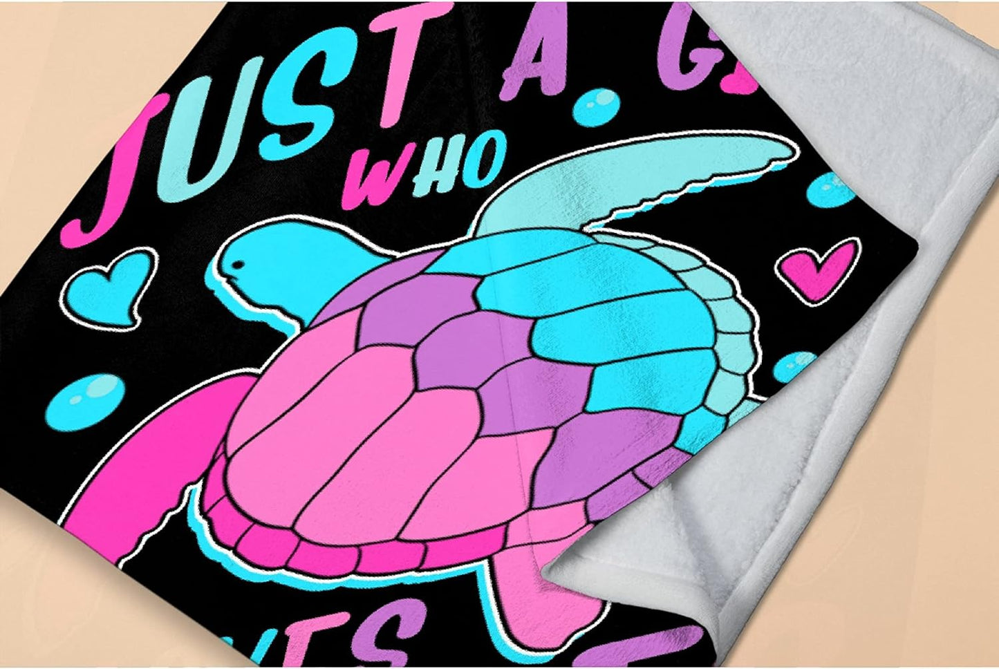 Just Girl Who Loves Turtles Blanket Soft Blankets and Throws Flannel Cozy Lightweight Quilt Gift Perfect for Bed Sofa Couch-80 x60 Large for Adult