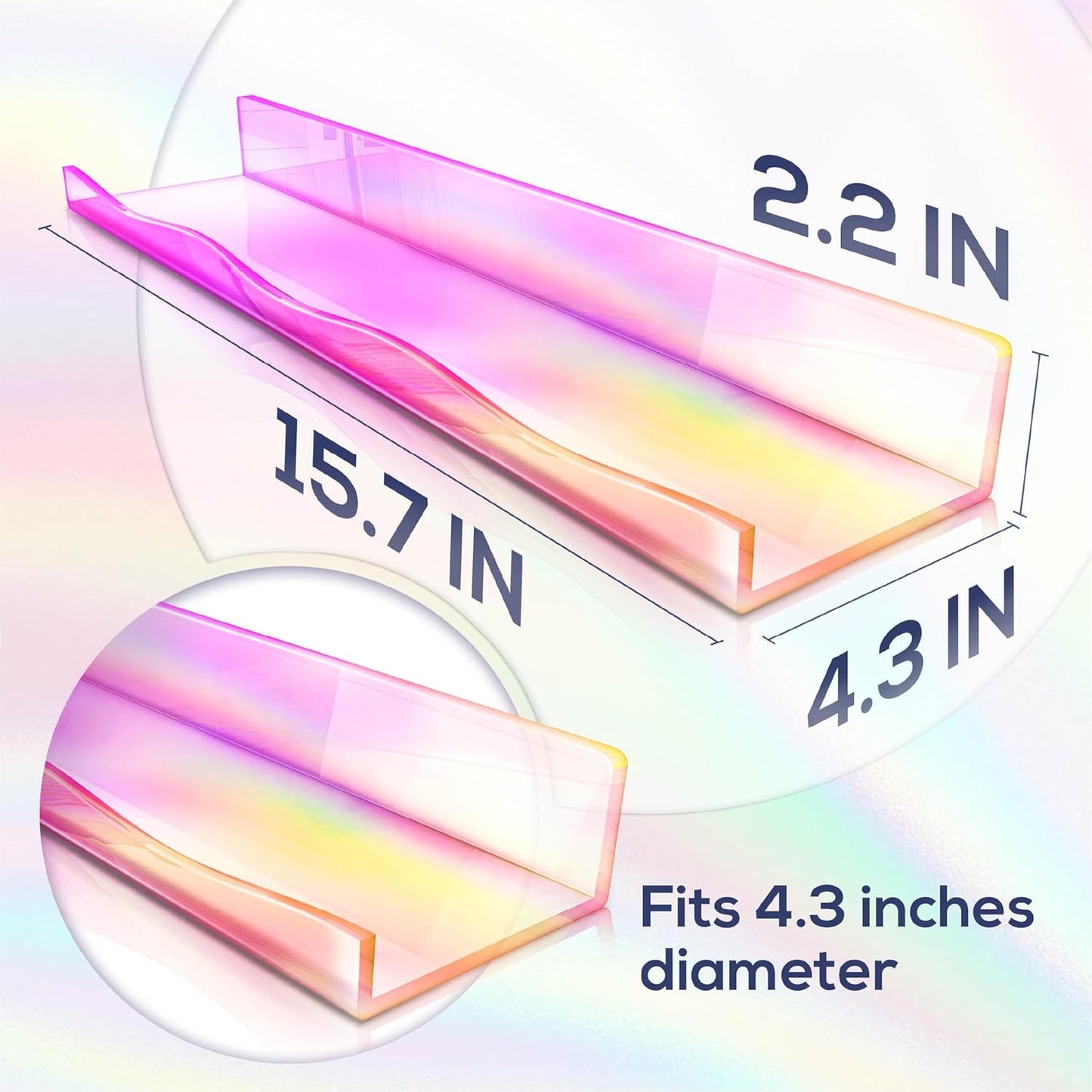 YMVV Large Iridescent Clear Acrylic Wall Mounted Floating Shelf, Perfume Organizer Shelf,Modern 15.7 IN Thickened Bathroom Storage Toy Display Organizer Decor 4 Pack