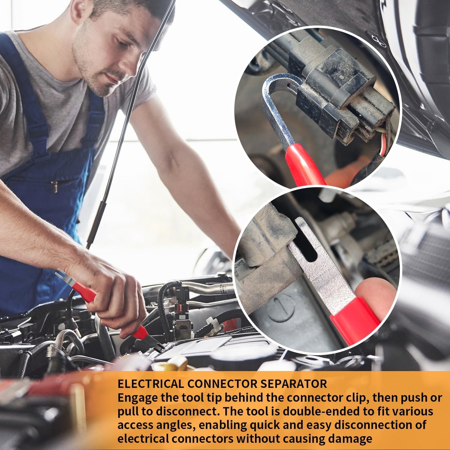 4 Pieces Electrical Disconnect Pliers for Cars, Automotive Electrical Plug Connector Disconnect Tool and Connector Separator and Hose Clamp Pliers