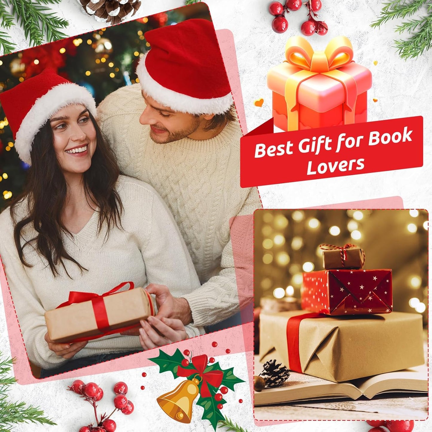 Lounsweer 2 Pcs Christmas Book Lovers Gifts 60" x 50" Reading Throw Blanket for Women Book Tree Flannel Blanket Xmas Winter Party Presents for Men Readers Bookworm Librarian Birthday Graduation