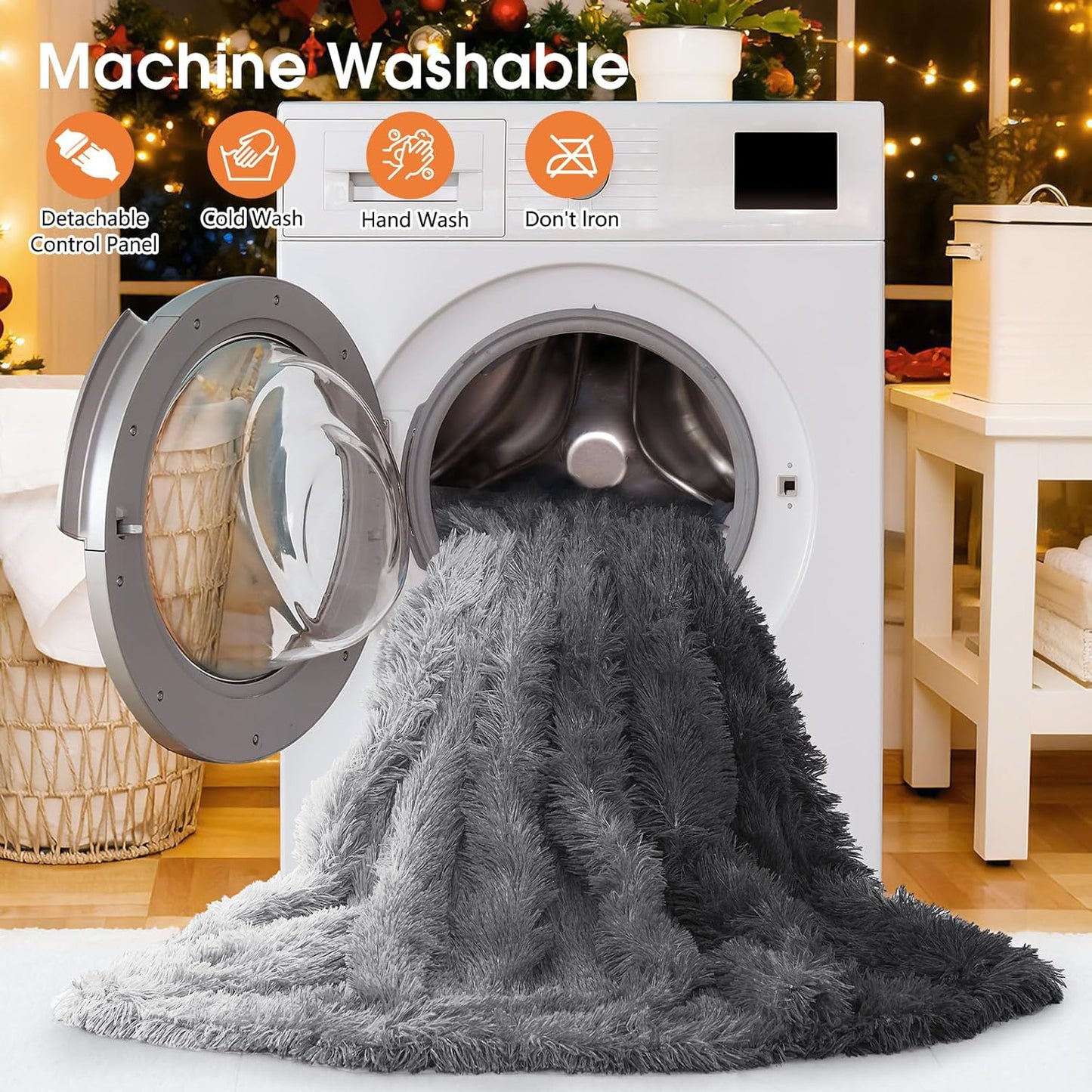 Heated Electric Blanket Throw–Faux Fur with Soft Thick Sherpa,Warm Winter Birthday Gifts for Women Grandma，10 Heat Settings,5 Time Settings with Fast Heating, 50x60, Foggy Dusk