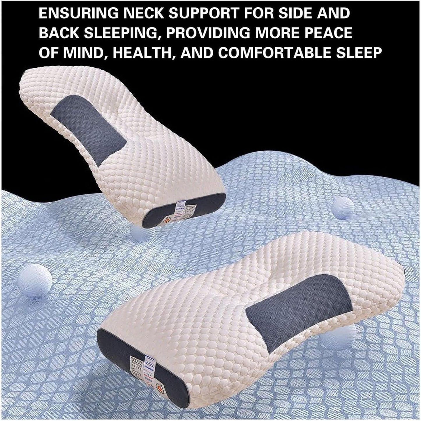 ele ELEOPTION 2pcs/Set Ergonomic Neck Pillow Cervical Support Bed Pillows Sleep Knitted Cotton Good Night Pillow 19 inch x 29 inch