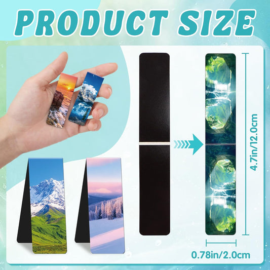 96Pack Magnetic Bookmarks Bulk Book Marks for Reading Women Men Adults Book Lovers Gifts, Cute Bookmarks Magnet Bookmark Clips Magnetic Page Markers Pretty Funny BookMarker (Scenery)