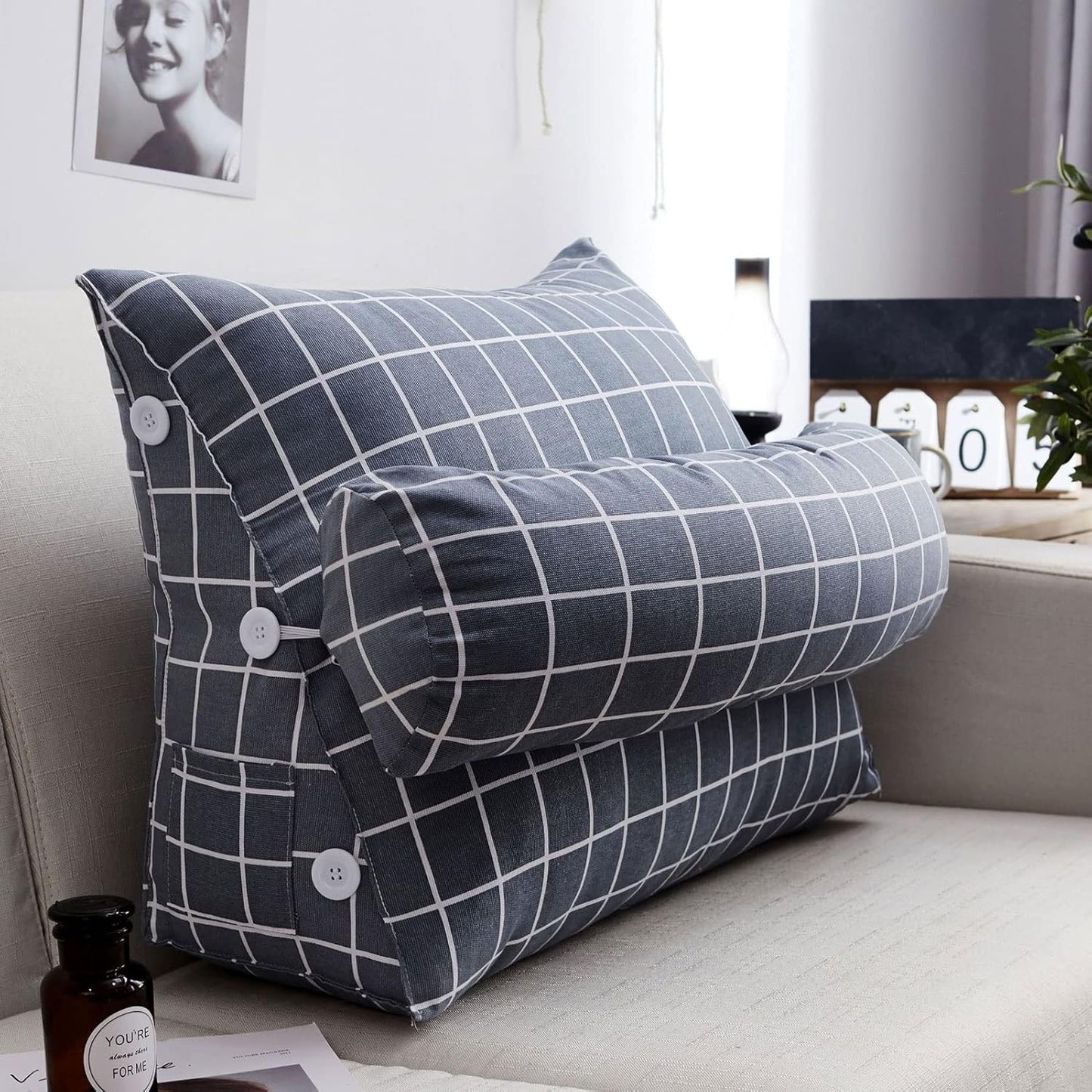 Wedge Pillow for Sleeping After Surgery Reading Pillows for Sitting in Bed for Adult Washable Cover Back Cushion for Couch Lumbar with Neck Support (Color : 01, Size : 45 x 22 x 50 cm)