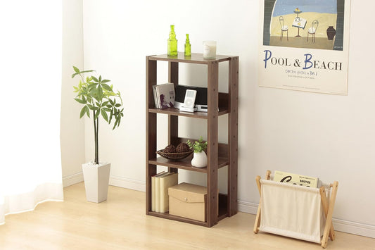 IRIS USA 3-Tier 16" Medium Open Wooden Bookshelf with Adjustable Shelves, Easy Assembly Bookcase Farmhouse Shelf for Small Spaces Bedroom Office Living Room Indoor, Brown