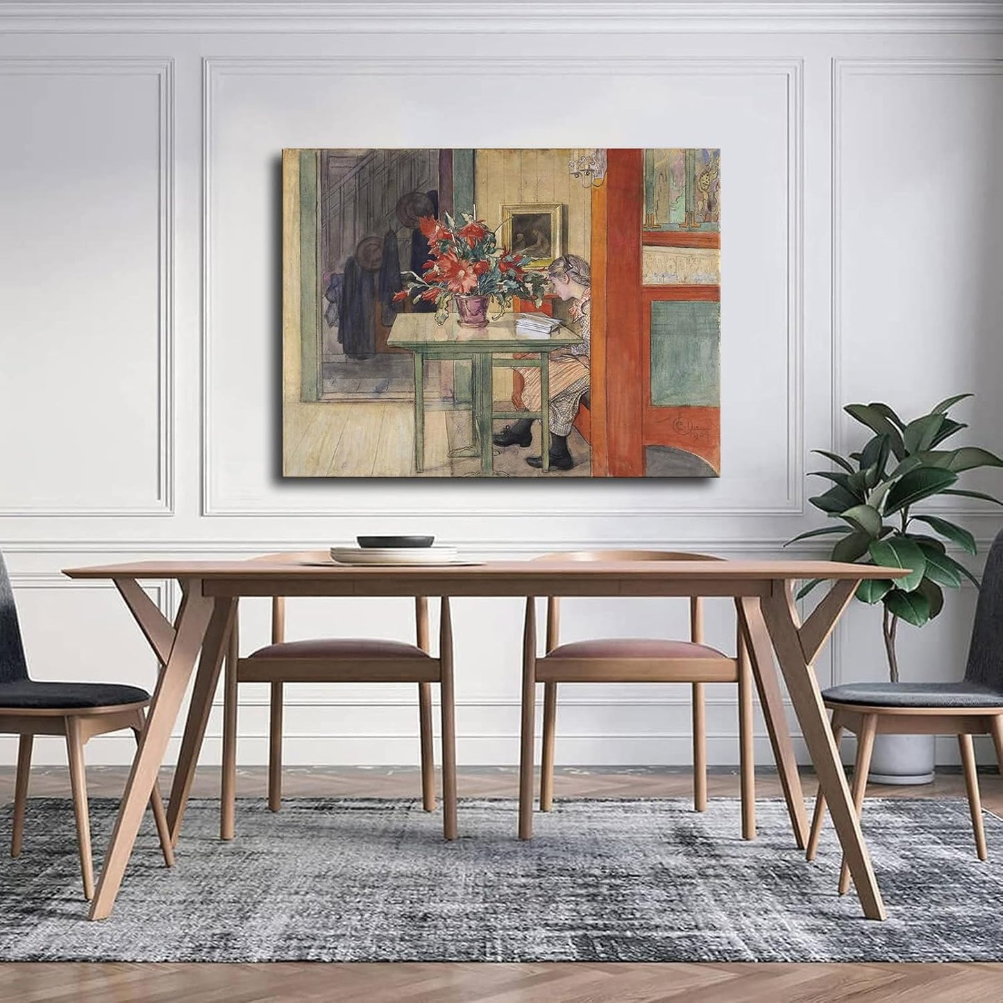 Carl Larsson Artwork- Lisbeth reading Canvas HD printing poster creative room aesthetics be the perfect wall art decoration for home office gym bar (16x20inch-Farmed)