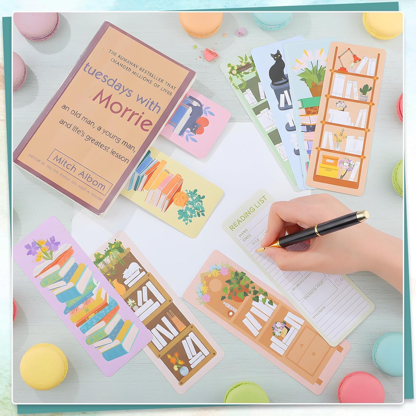 120Pcs Reading List Bookmarks, 2.56 x 7.09in Book Tracker Bookmark, Double-Sided Bookshelf Book Marks Bulk, Back-to-School Supplies, Gifts for Book Lovers, Women, Students, Teachers