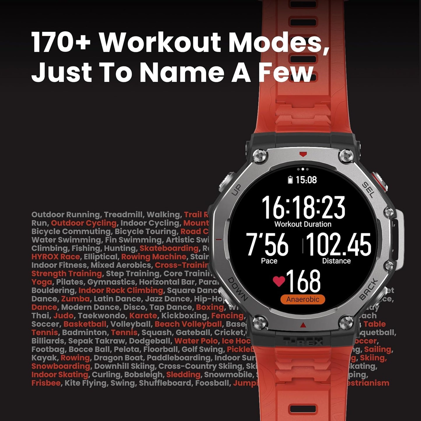 Amazfit T-Rex 3 Rugged/Military Smart Watch 48mm, GPS (with Privacy), Offline Maps, Long Battery Life,328 Feet Water-Resistant, 170 Fitness/Sport Modes, AI, Voice Control, for Android or iPhone, Black
