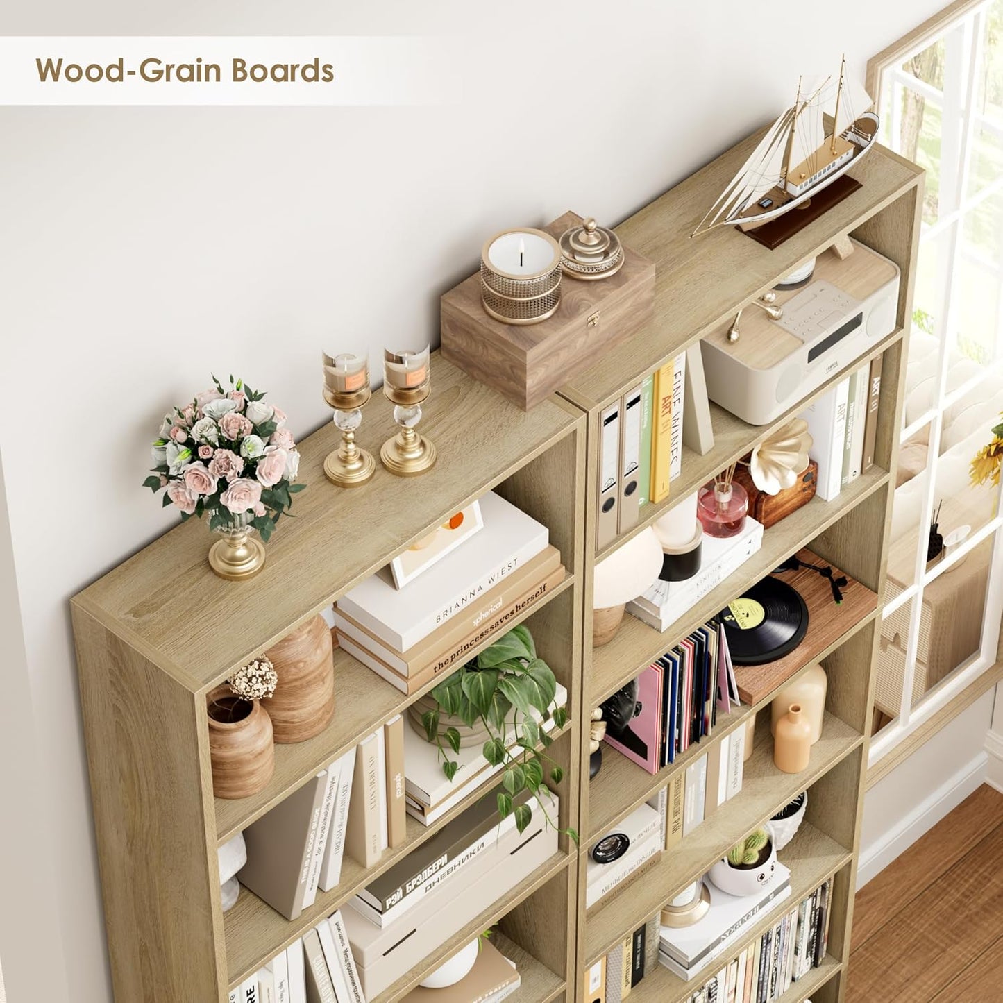 FACBOTALL 82" Tall Bookshelf, 7-Tier Open Shelves Bookcase, Freestanding Display Storage Shelves, Tall Bookcase Home Decor Furniture for Home Office, Living Room, Bedroom, Light Oak