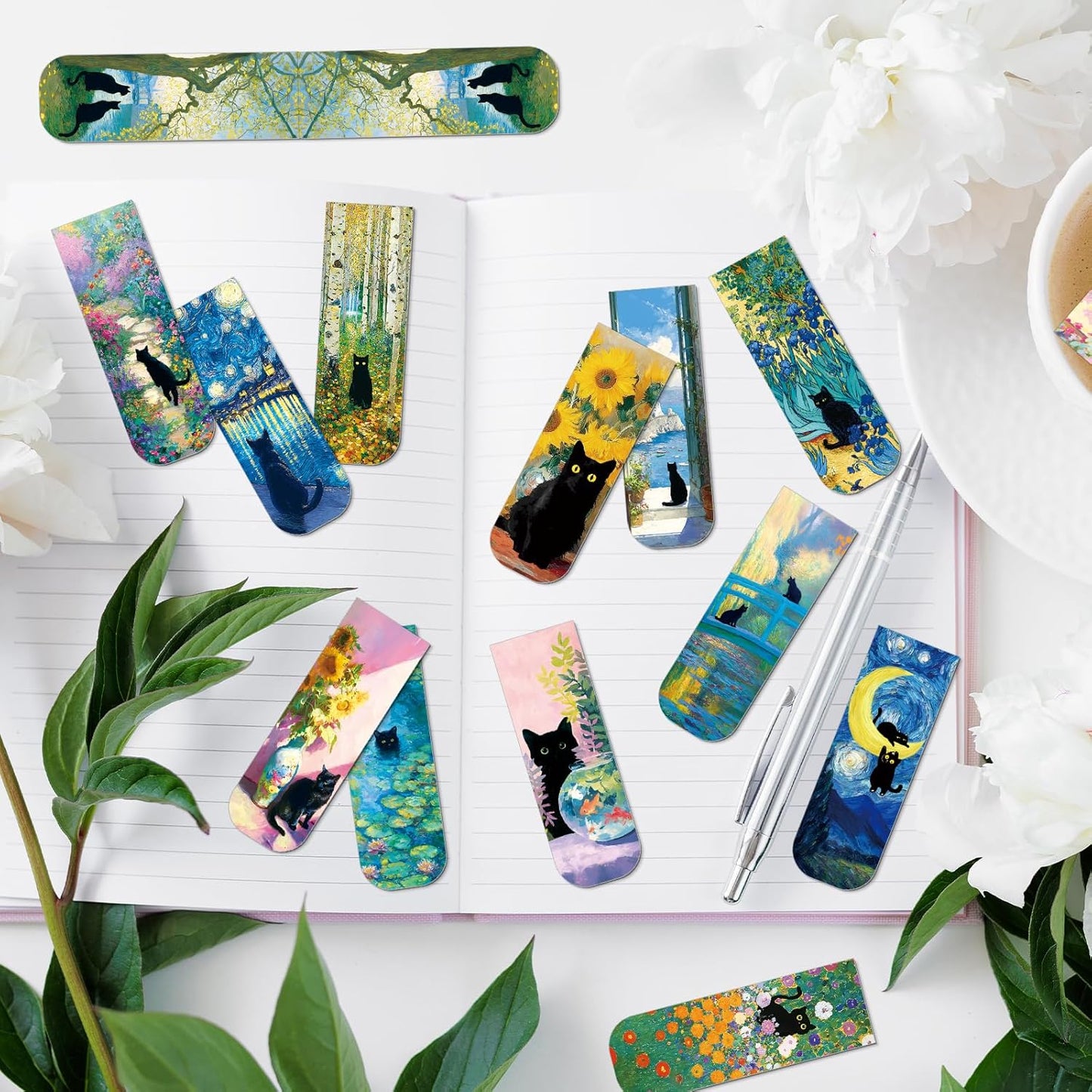 Black Cat Magnetic Bookmark Gifts - Cosmisun 30 Pcs Cute Cat Magnetic Bookmarks for Women Cats Lover Book Markers Animal Magnets Page Clip Gifts for Book Lover Students Teachers Bookish Reading