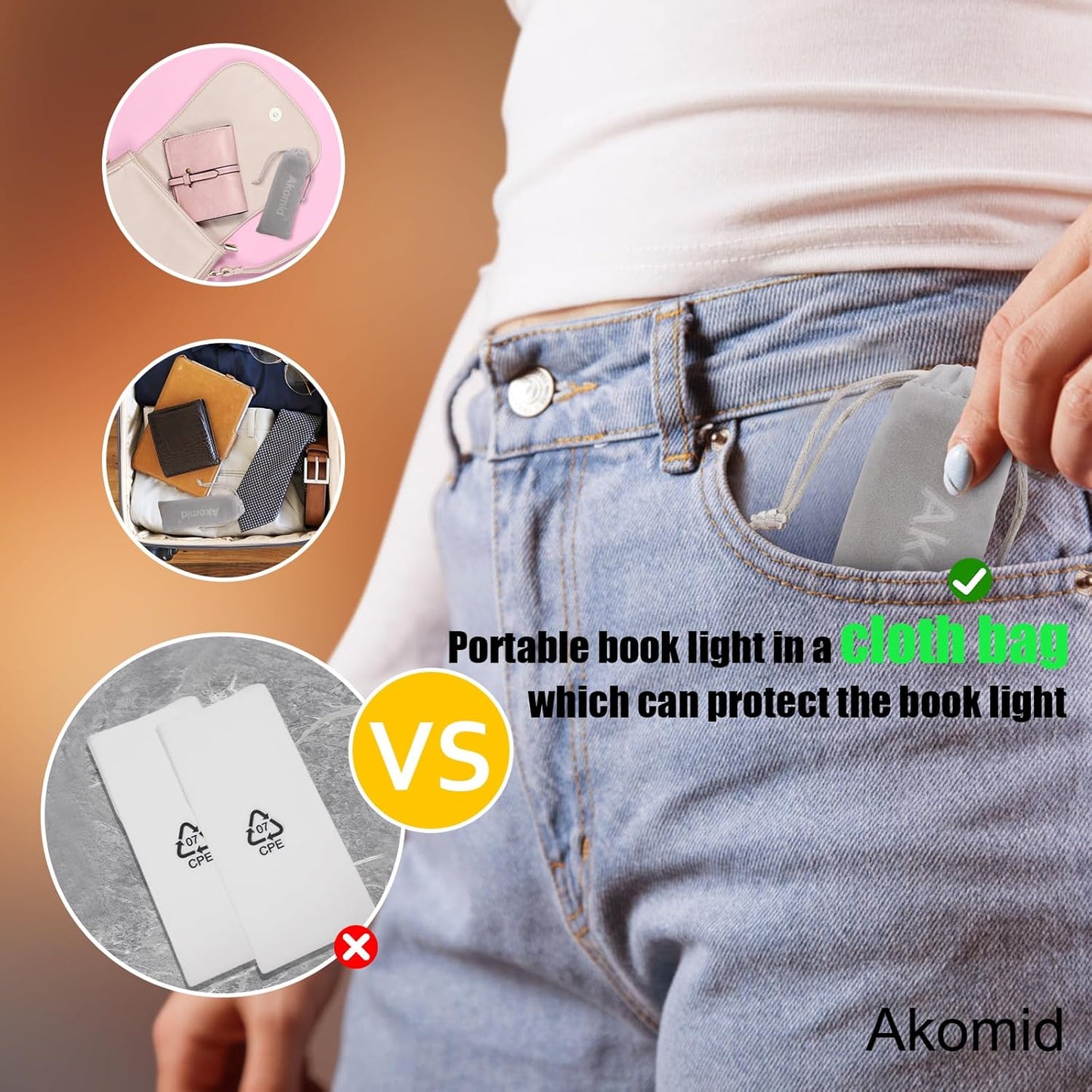 USB Rechargeable Book Light for Reading in Bed, 8 LEDs Bookmark Style Clip on, Eye-Cared Amber Light Mode for Kids, Blue Light Blocking, Stepless Dimming, Lake Blue