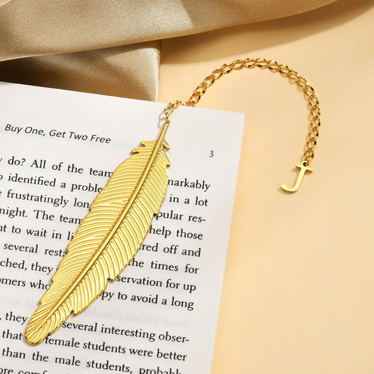 Metal Feather Bookmark with Initial - Cute 26 Letters Custom Initial Book Marks for Reading Women Book Lovers Gifts Teacher Appreciation Gifts Personalized for Readers Mom Student Friend