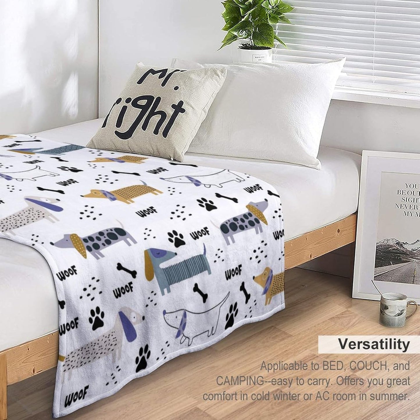 Cute Dachshund Blanket Soft Dachshund Throw Blanket Flannel Plush Bedding Blankets for Kids Adults Travel Gifts 50"X40"