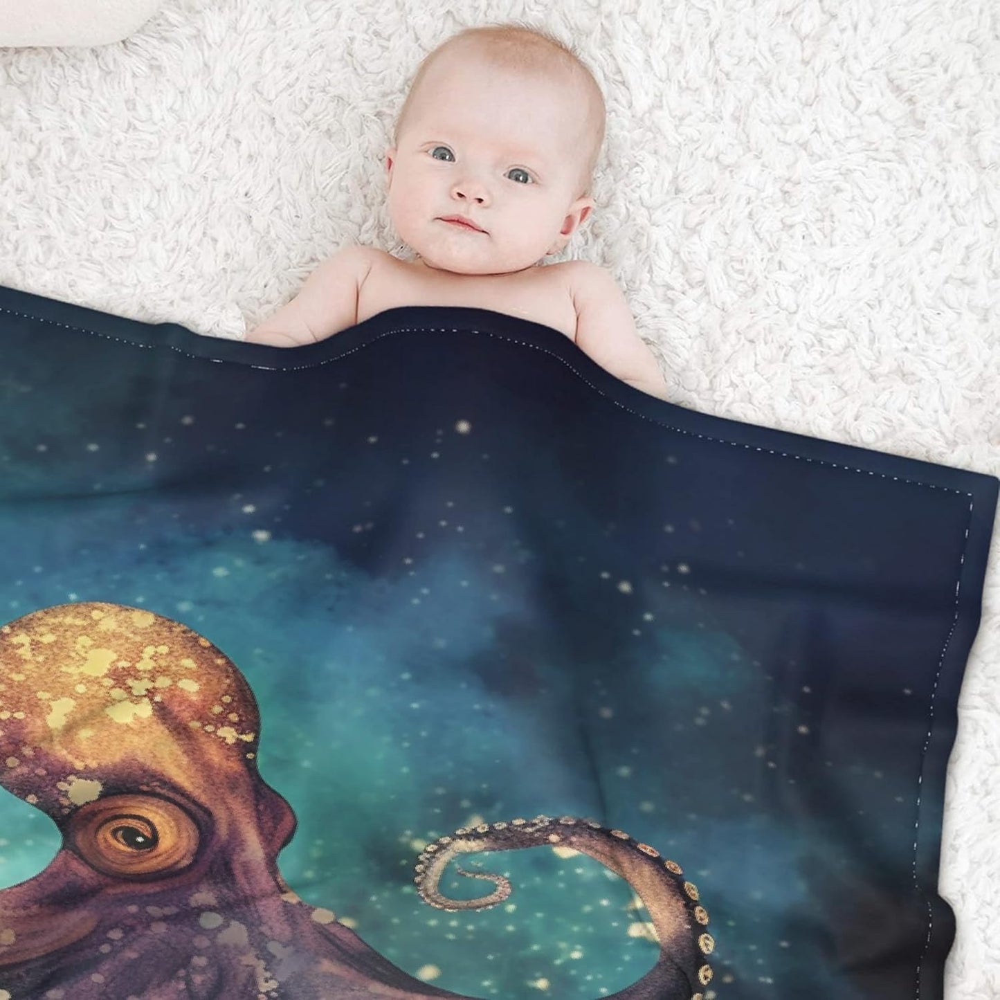 Octopus Fleece Throw Blanket Lightweight Super Soft Flannel Bed Blanket Perfect Home Decor for Couch Chair Sofa Living Room 80"X60" Large