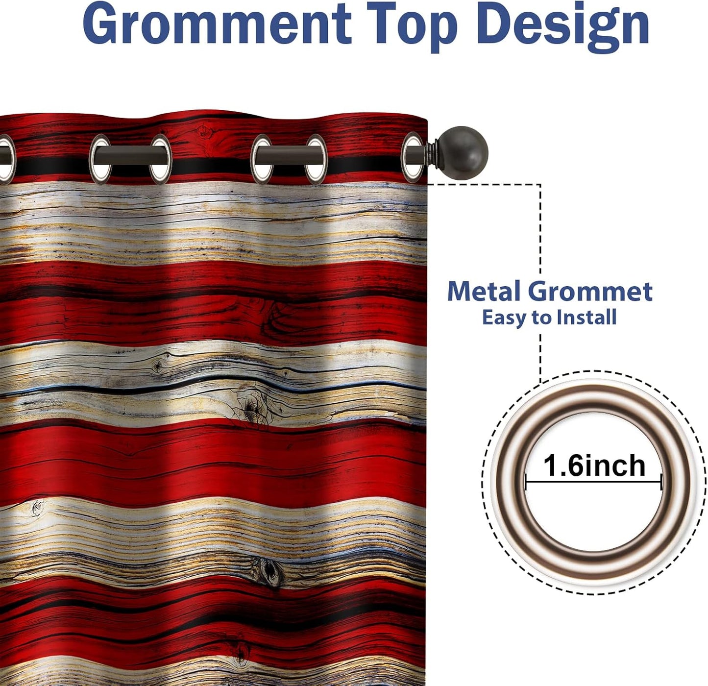 Jekeno American Flag Blackout Curtains United States Flag Independence Day Patriotic Decor for Home Bedroom Living Room Grommet Window Drapes 2 Panel Set, 42"x63"